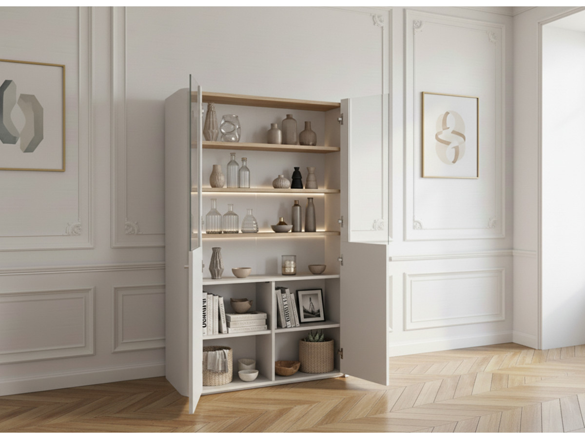 Meuble vitrine 2 portes H. 138 cm ANYRA