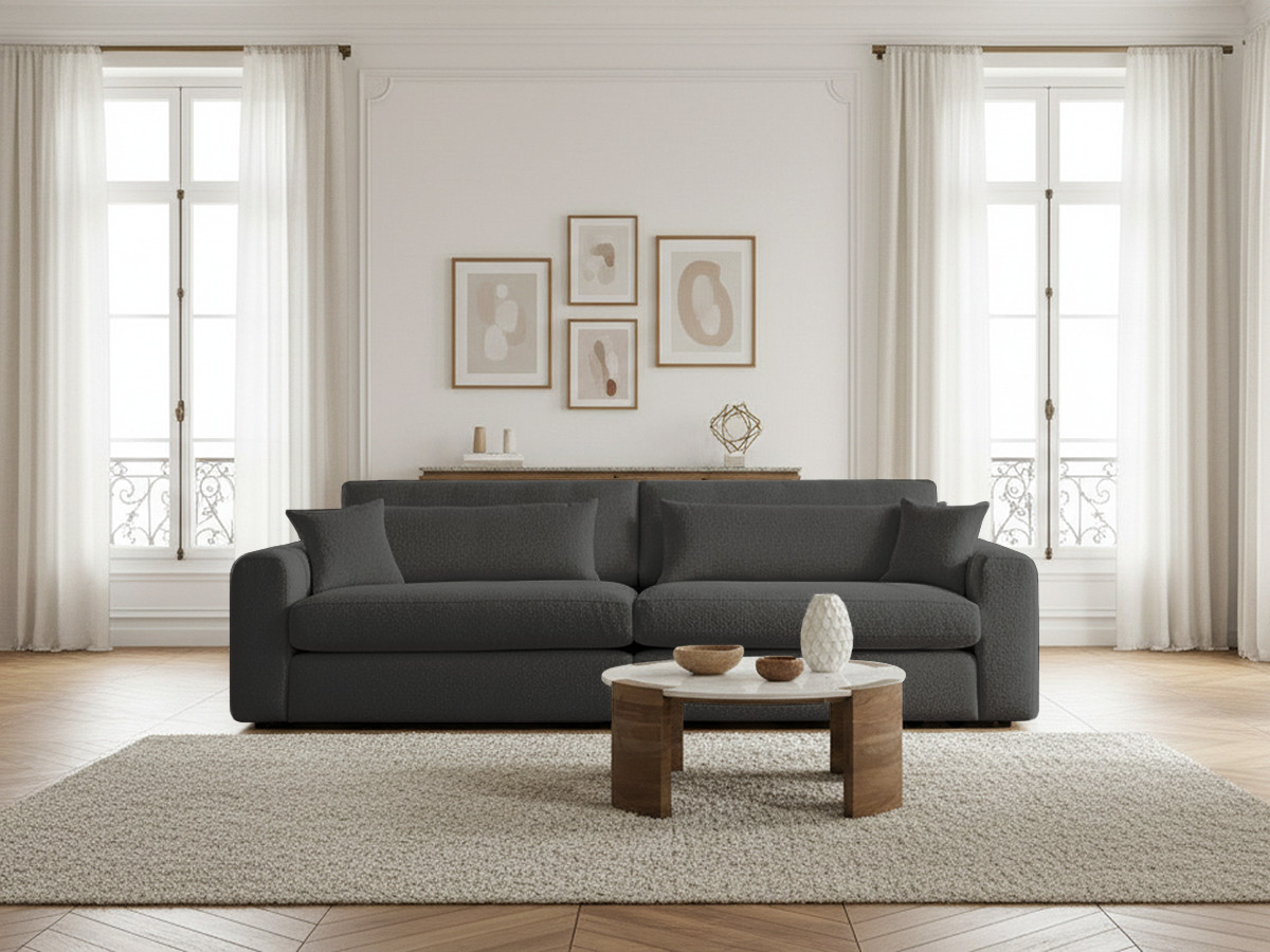 Canapé droit 3 places BELMONT bouclette marron