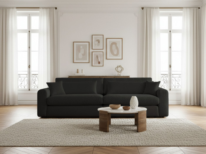 Canapé droit fixe 3 places BELMONT tissu bouclette