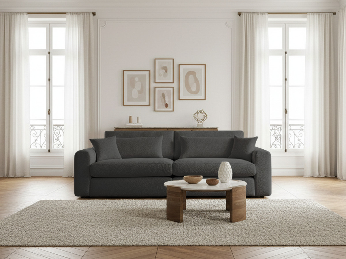 Canapé droit 2 places BELMONT bouclette marron