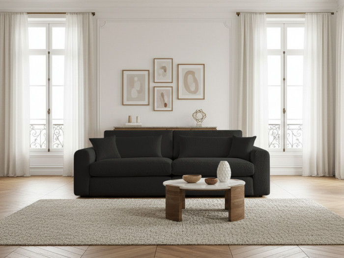 Canapé droit fixe 2 places BELMONT tissu bouclette