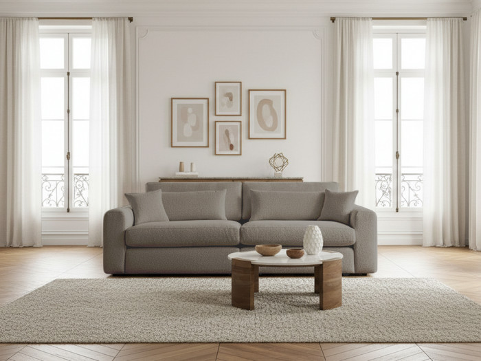 Canapé droit fixe 2 places BELMONT tissu bouclette