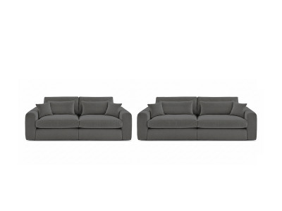 Ensemble canapé droit fixe 3 + 2 places BELMONT tissu bouclette