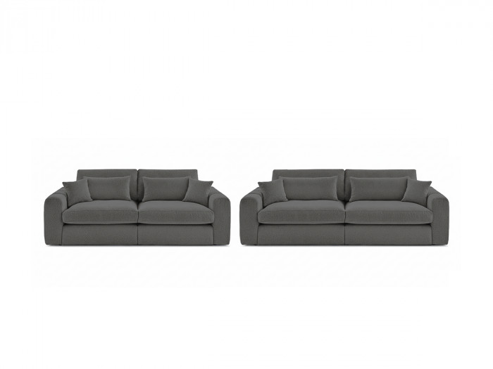 Ensemble canapé droit fixe 3 + 2 places BELMONT tissu bouclette