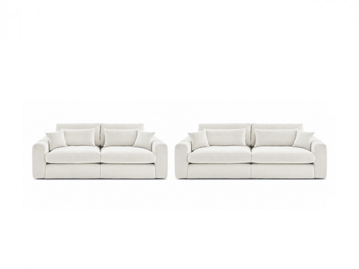 Ensemble canapé droit fixe 3 + 2 places BELMONT tissu bouclette