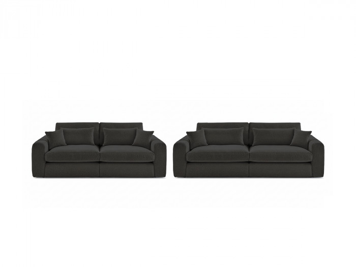 Ensemble canapé droit fixe 3 + 2 places BELMONT tissu bouclette