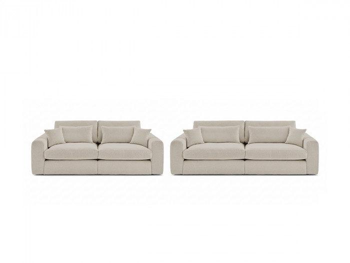 Ensemble canapé droit fixe 3 + 2 places BELMONT tissu bouclette