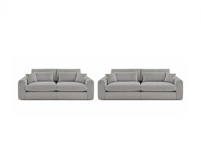 Ensemble canapé droit fixe 3 + 2 places BELMONT tissu bouclette