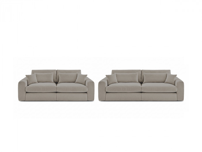 Ensemble canapé droit fixe 3 + 2 places BELMONT tissu bouclette