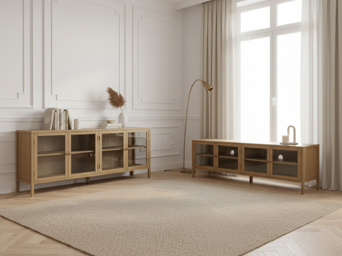 Buffet 4 portes 180 cm CARMEN placage chêne massif