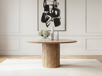 Table à manger ronde D.140 cm BOECIA travertin naturel