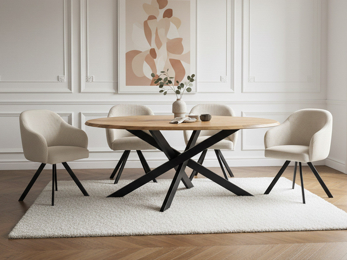 ADELE 200 cm ovale eettafel in massief eiken