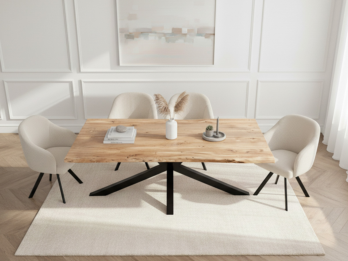 Table à manger TWIST Bois d'acacia massif et pieds en métal noir — vue 5