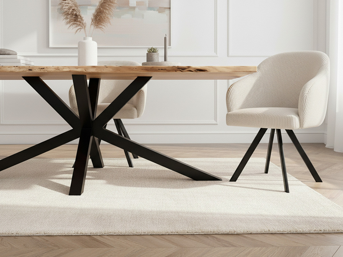 TWIST eettafel Massief acaciahout en zwarte metalen poten