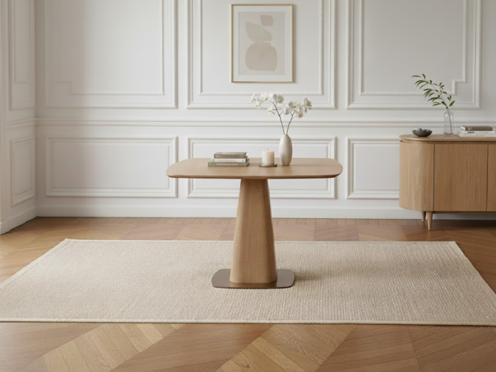 Table à manger carrée NOA 120 cm placage chêne massif