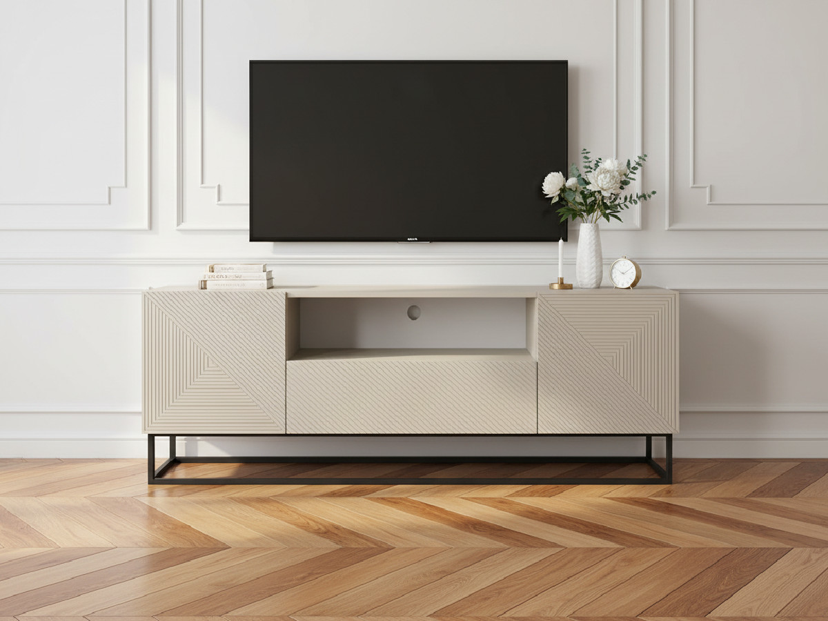 Meuble TV 167 cm ALICE pieds en métal beige — vue 4