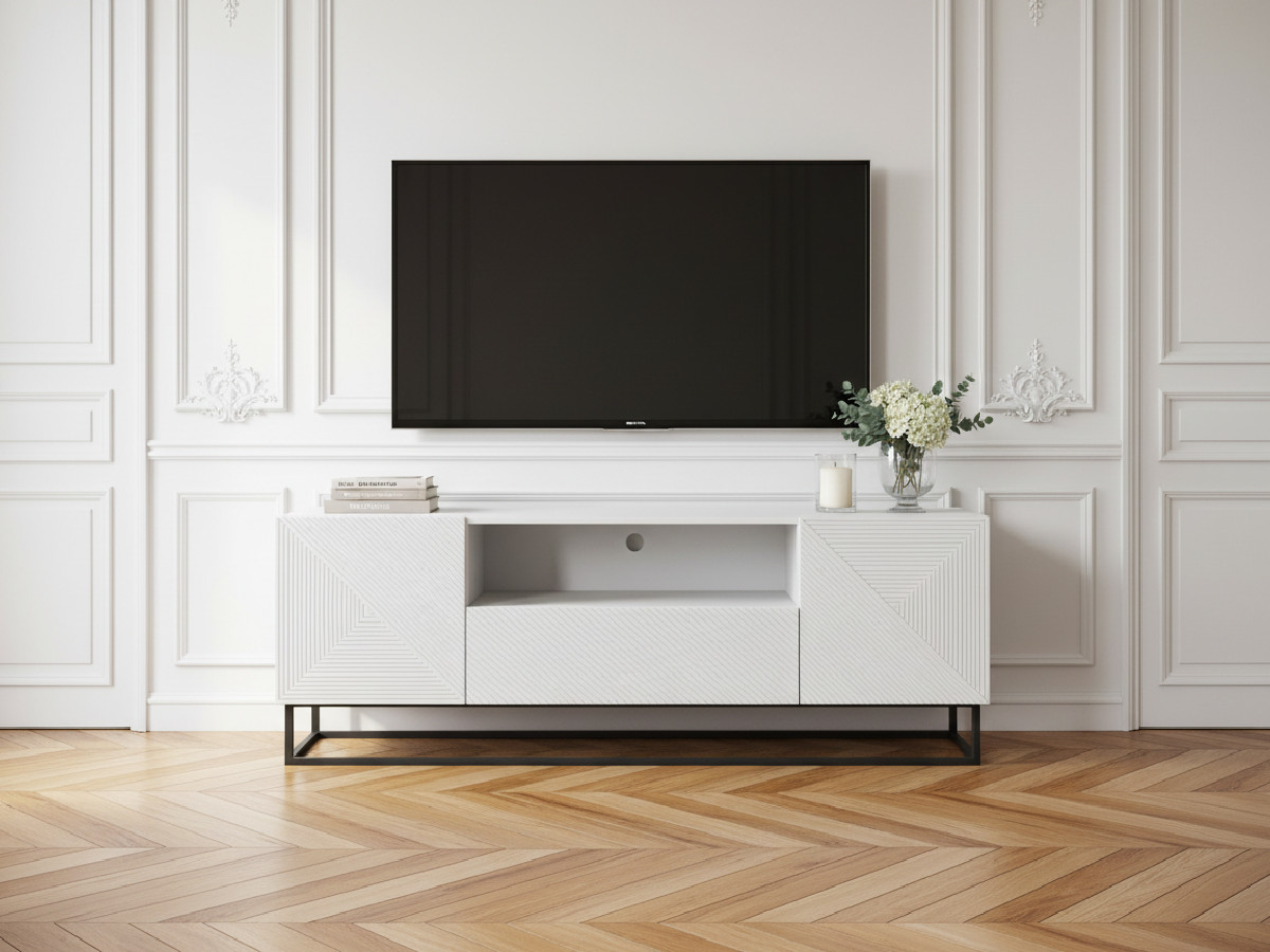 Meuble TV 167 cm ALICE pieds en métal blanc — vue 4