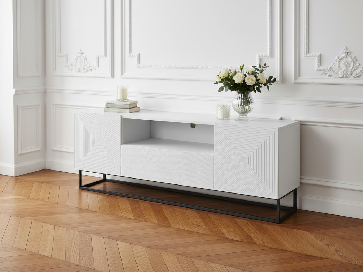 Meuble TV 167 cm ALICE pieds en métal blanc — vue 6