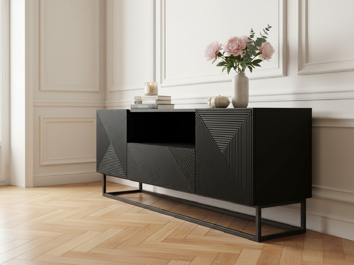 Meuble TV 167 cm ALICE pieds en métal noir — vue 6
