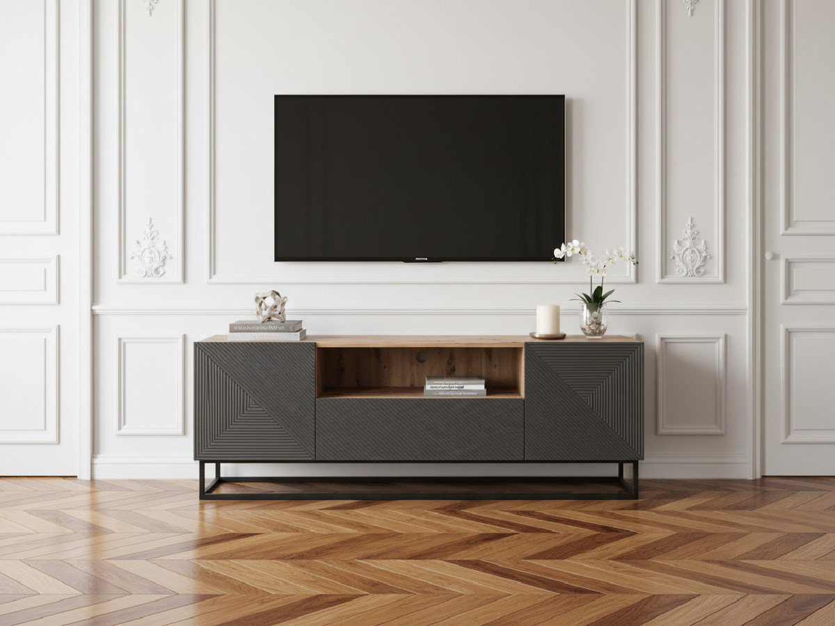 Meuble TV 167 cm ALICE pieds en métal gris foncé — vue 4