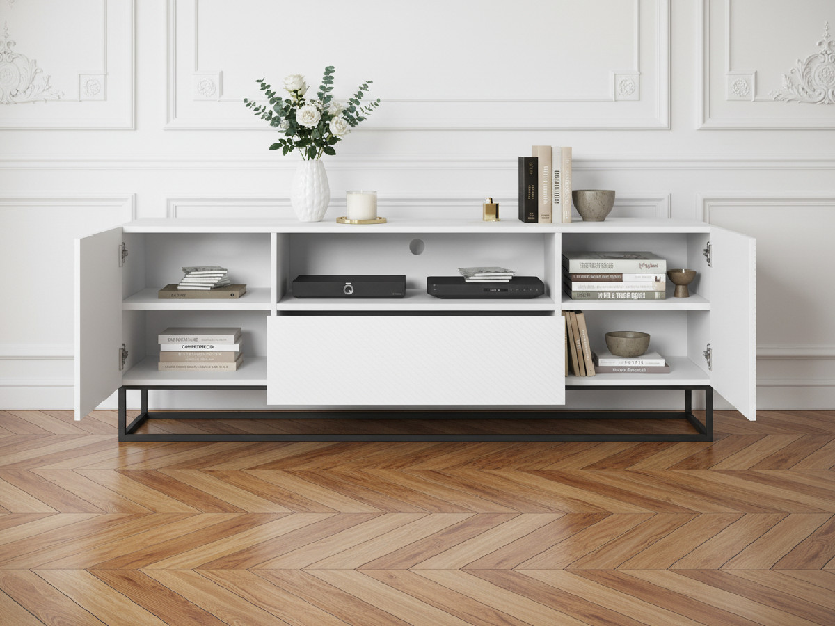 Meuble TV 167 cm ALICE pieds en métal blanc — vue 5