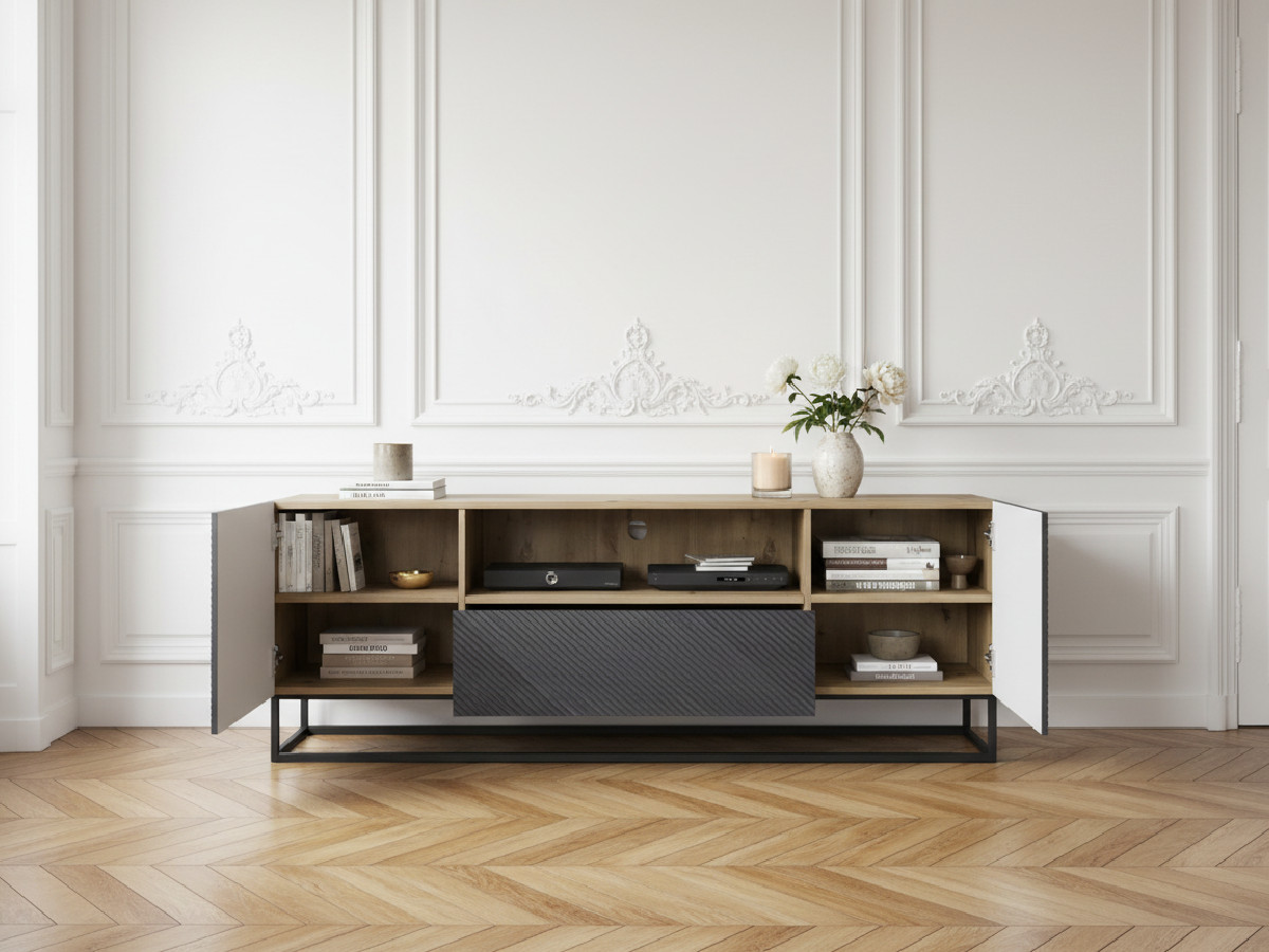 167 cm ALICE TV-meubel met metalen poten