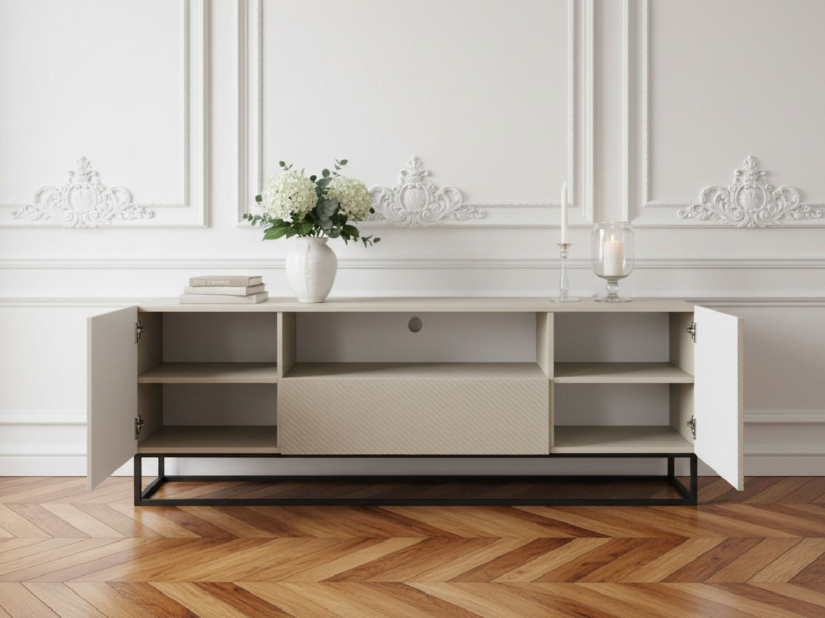 Meuble TV 167 cm ALICE pieds en métal beige — vue 5