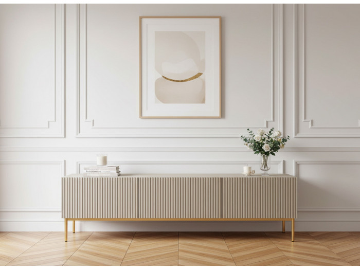Meuble TV 200 cm KASHA Pieds or