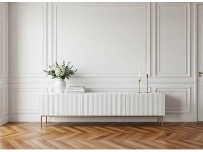 Meuble TV 200 cm KASHA Pieds or