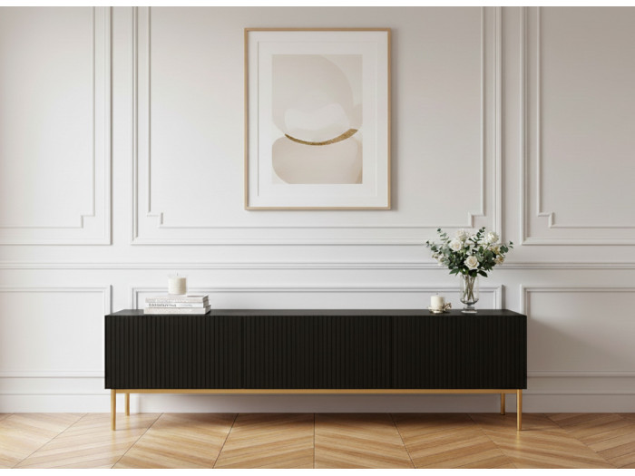 Meuble TV 200 cm KASHA Pieds or