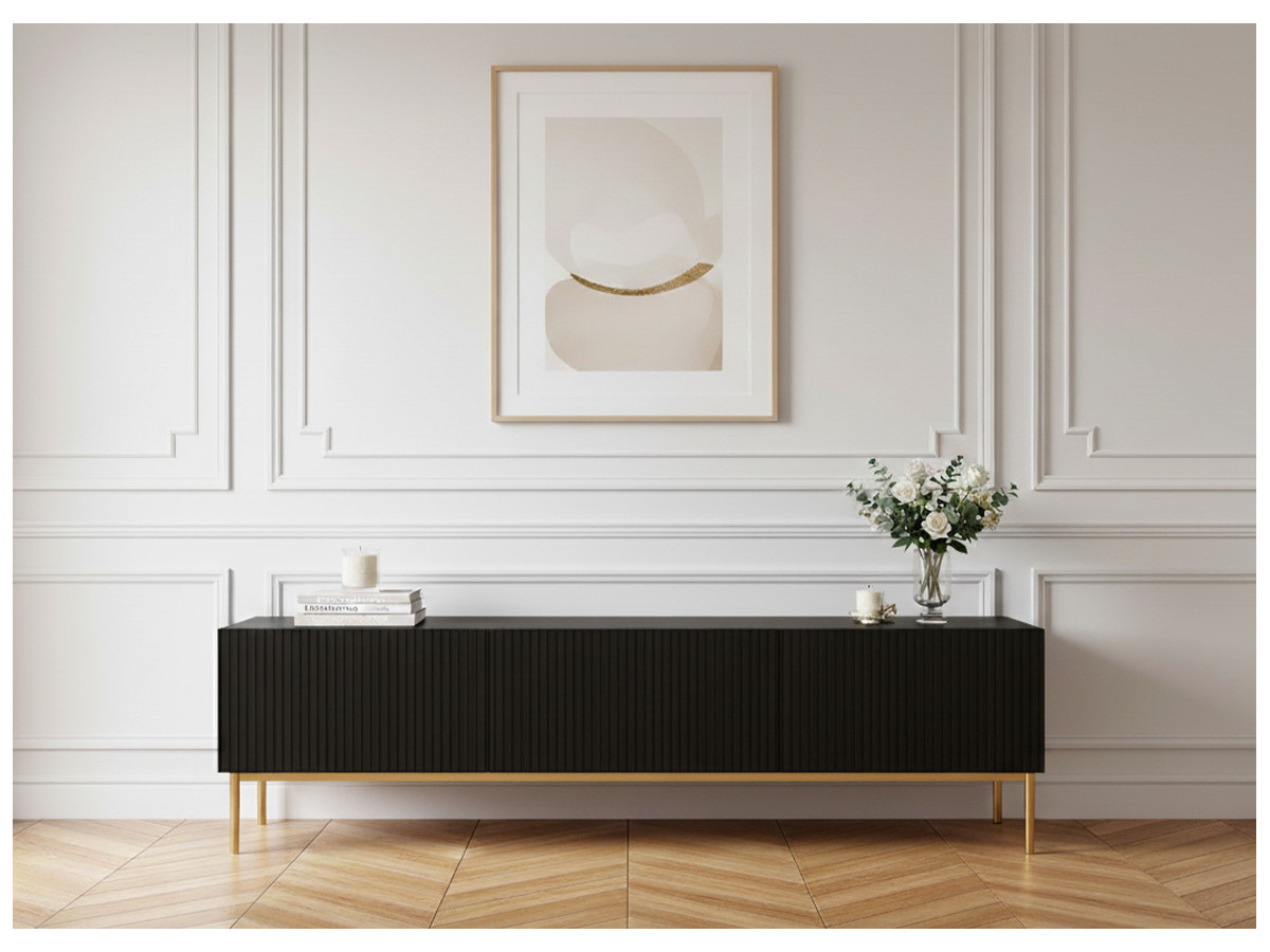 Meuble TV 200 cm KASHA pieds or