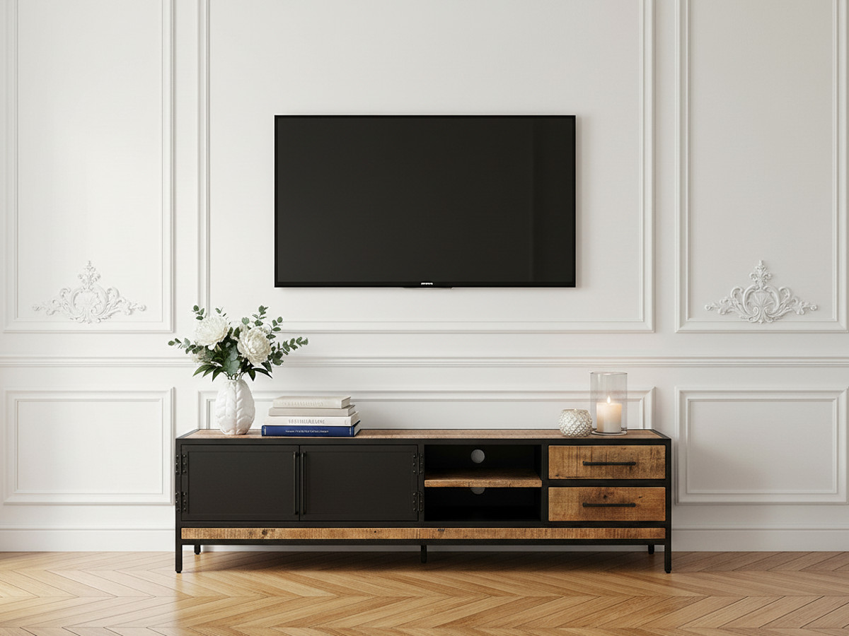 BEAUBOURG TV-meubel 190 cm in massief mangohout
