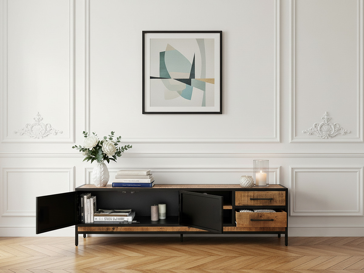 BEAUBOURG TV-meubel 190 cm in massief mangohout