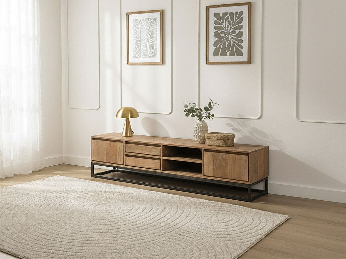 Meuble TV 200 cm BERGERAC Bois massif de manguier — vue 5