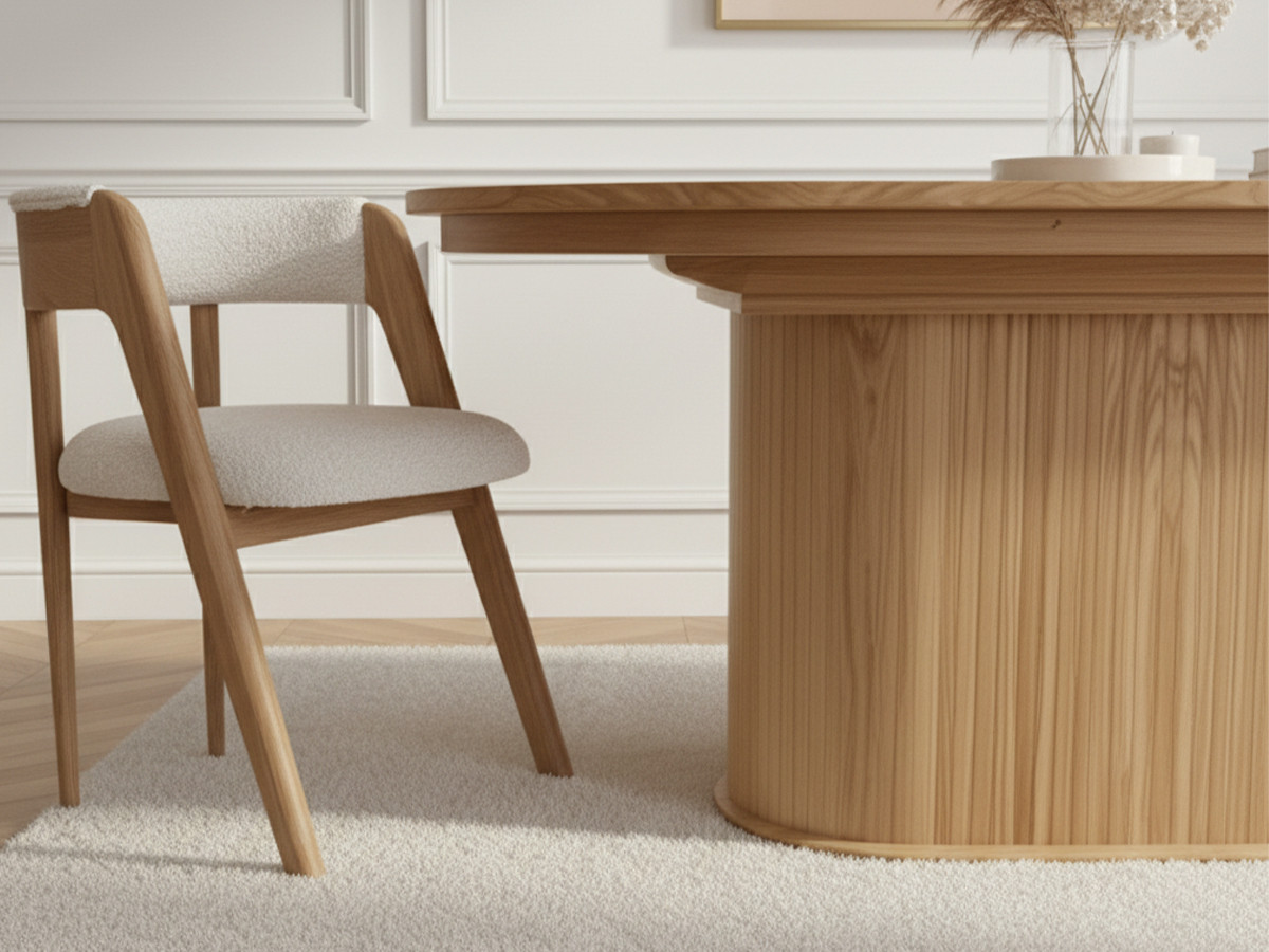 Table à manger extensible 210 à 270 cm MALMOUSQUE placage chêne massif