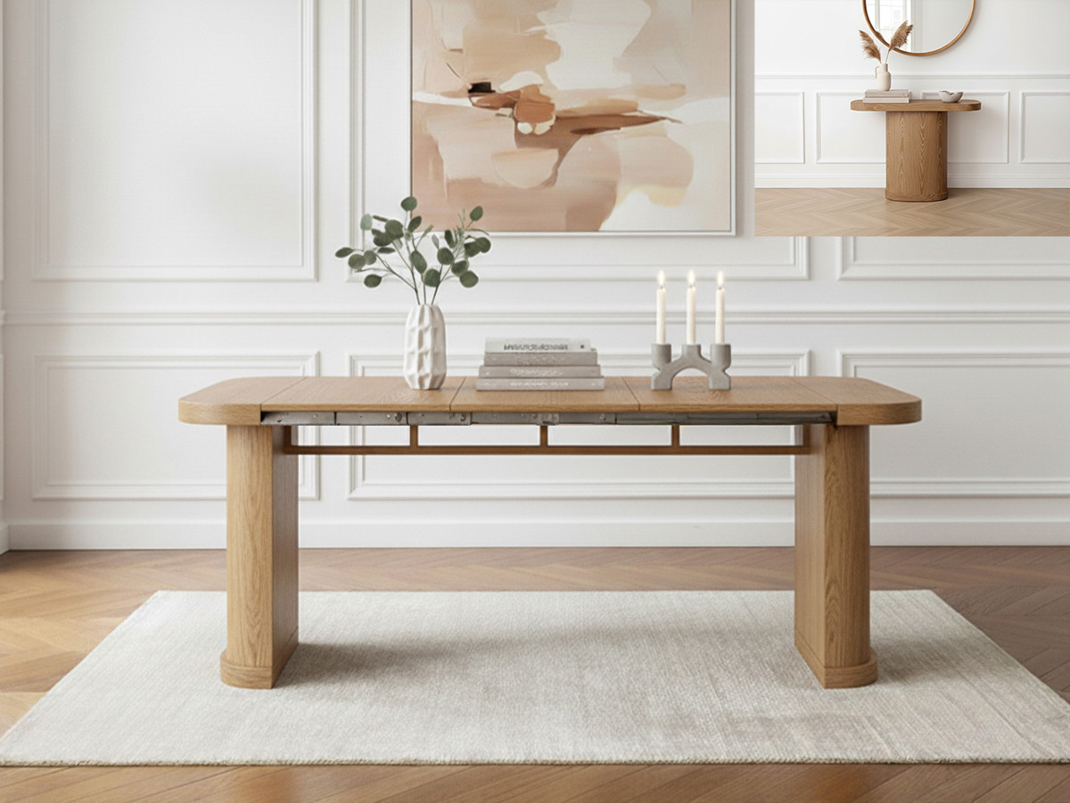 Console extensible 45 à 187 cm CASSIS placage chêne massif marron clair — vue 6