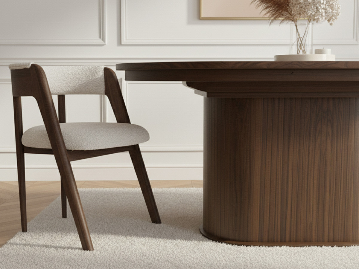 Uitschuifbare eettafel 210 tot 270 cm MALMOUSQUE massief eiken fineer