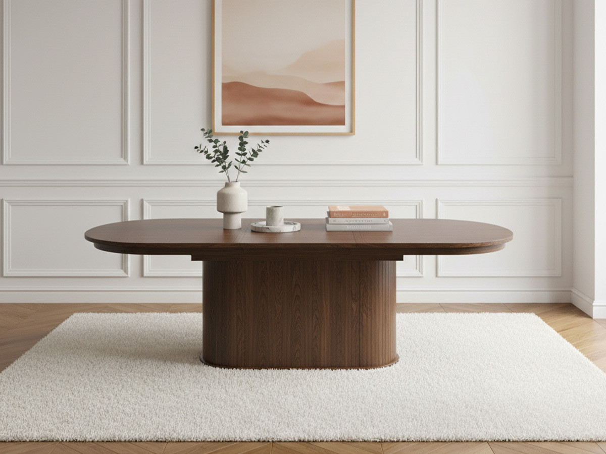 Uitschuifbare eettafel 210 tot 270 cm MALMOUSQUE massief eiken fineer