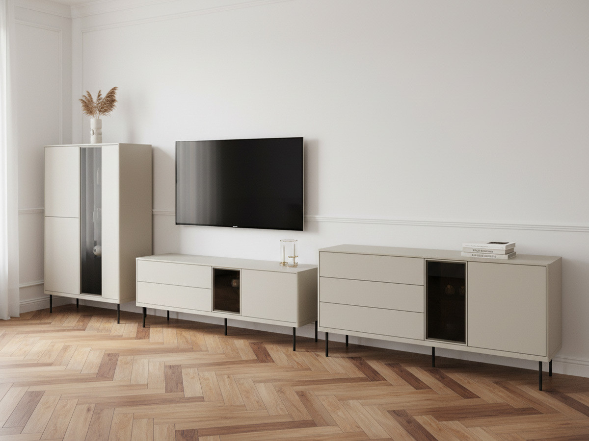 Ensemble ESPERA avec buffet 161 cm + meuble TV 161 cm + meuble vitrine avec LEDS