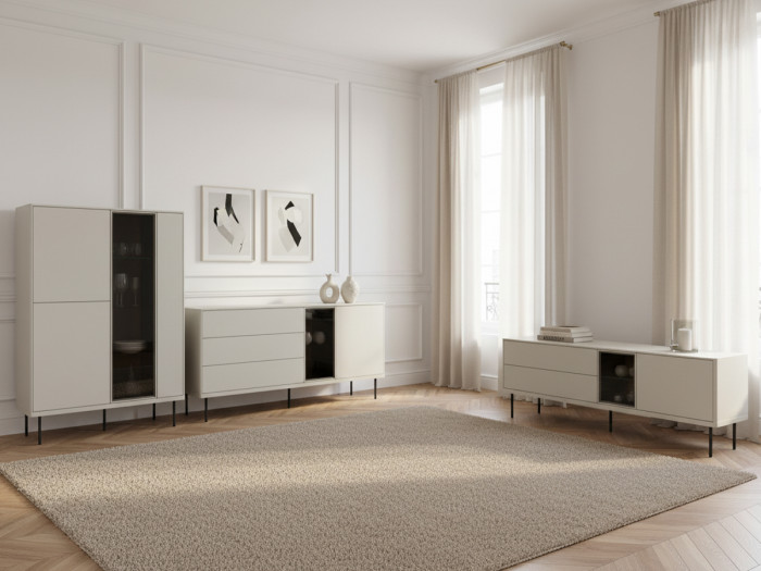 Ensemble ESPERA avec buffet 161 cm + meuble TV 161 cm + meuble vitrine avec LEDS