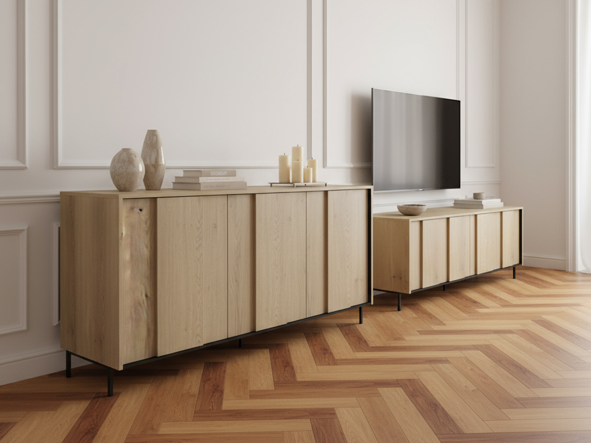 Ensemble TILIA avec buffet + meuble TV 167 cm imitation chêne avec LED