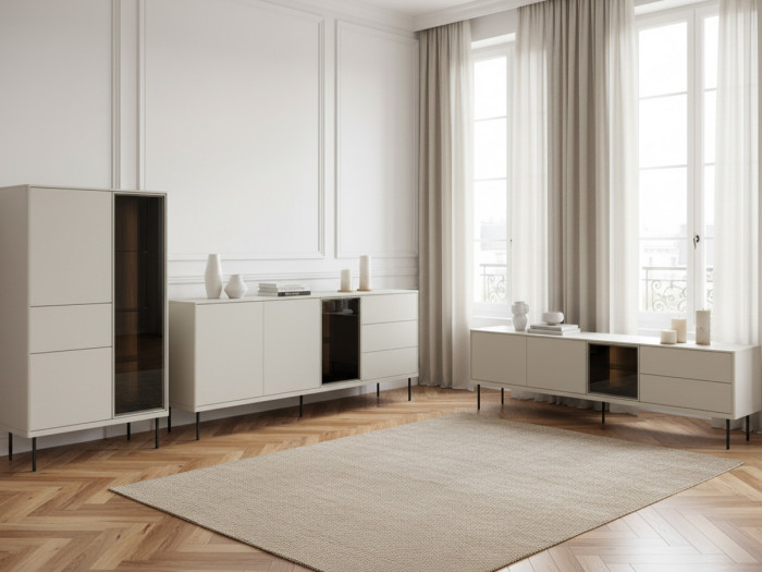 Ensemble ESPERA avec buffet 194 cm + meuble TV 194 cm + meuble vitrine avec LEDS