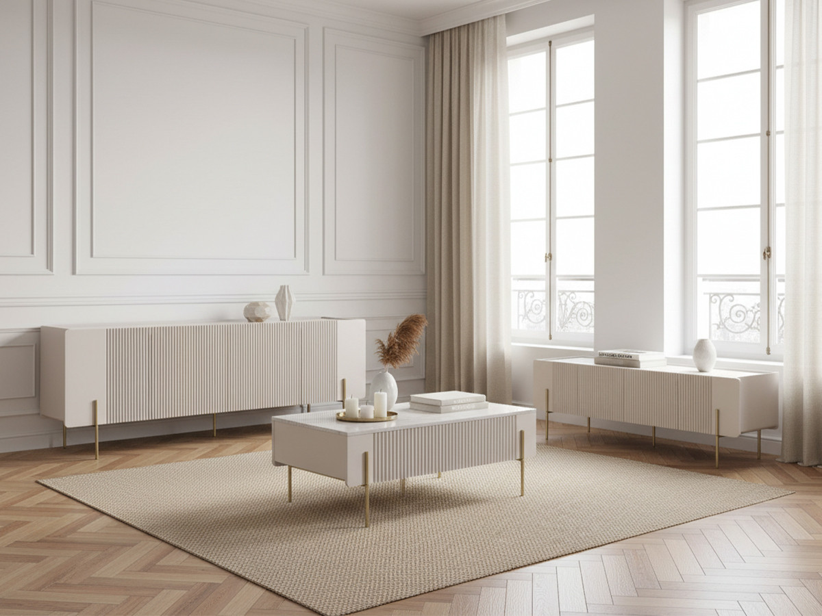 Buffet 4 portes 200 cm MATHILDE pieds OR