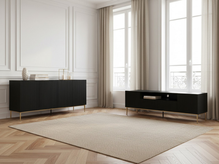 Buffet 4 portes 200 cm KASSIA pieds métal or