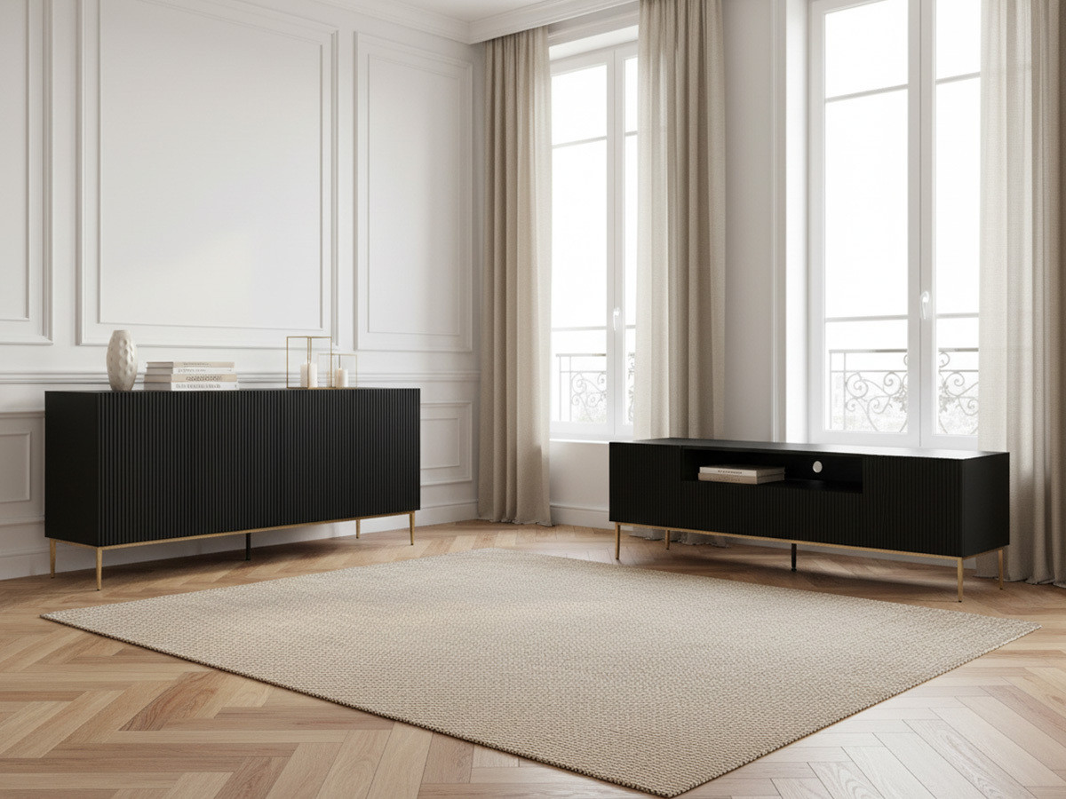 Buffet 4 portes 200 cm KASSIA pieds métal or Buffet 4 portes 200 cm KASSIA pieds métal or