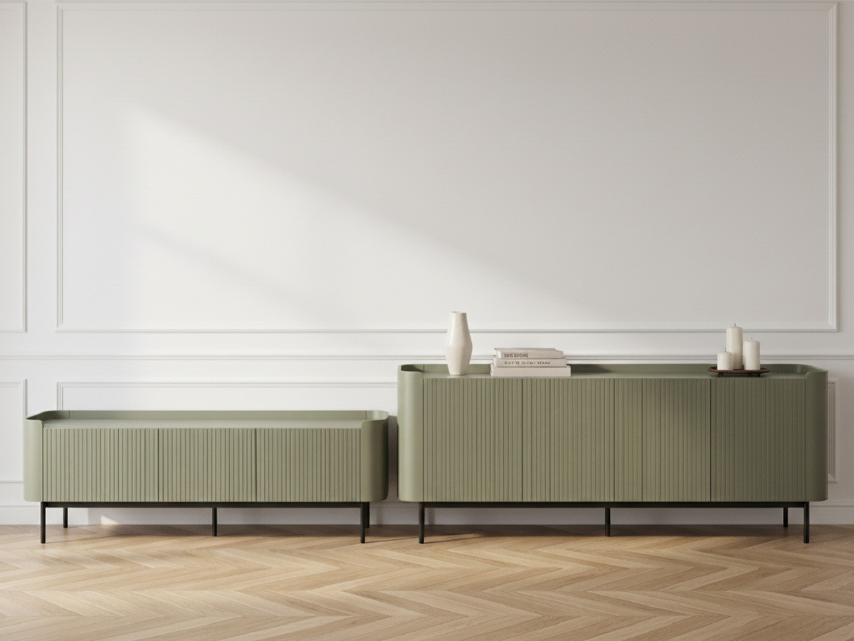 Ensemble JAY avec buffet 200 cm + meuble TV 180 cm effet tasseaux