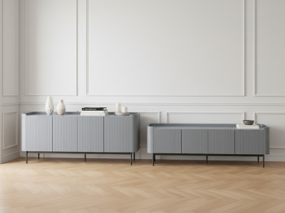Ensemble JAY avec buffet 200 cm + meuble TV 180 cm effet tasseaux