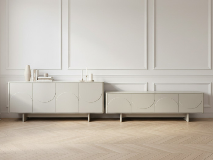 Ensemble ESTEBAN avec buffet 180 cm + meuble TV 180 cm formes géométriques