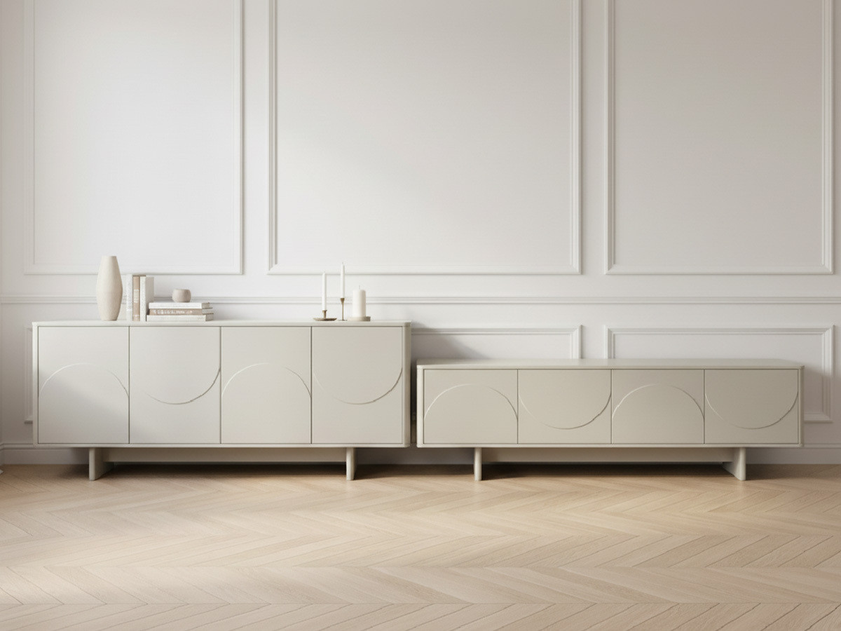 ESTEBAN set met 180 cm dressoir + 180 cm tv-meubel met geometrische vormen