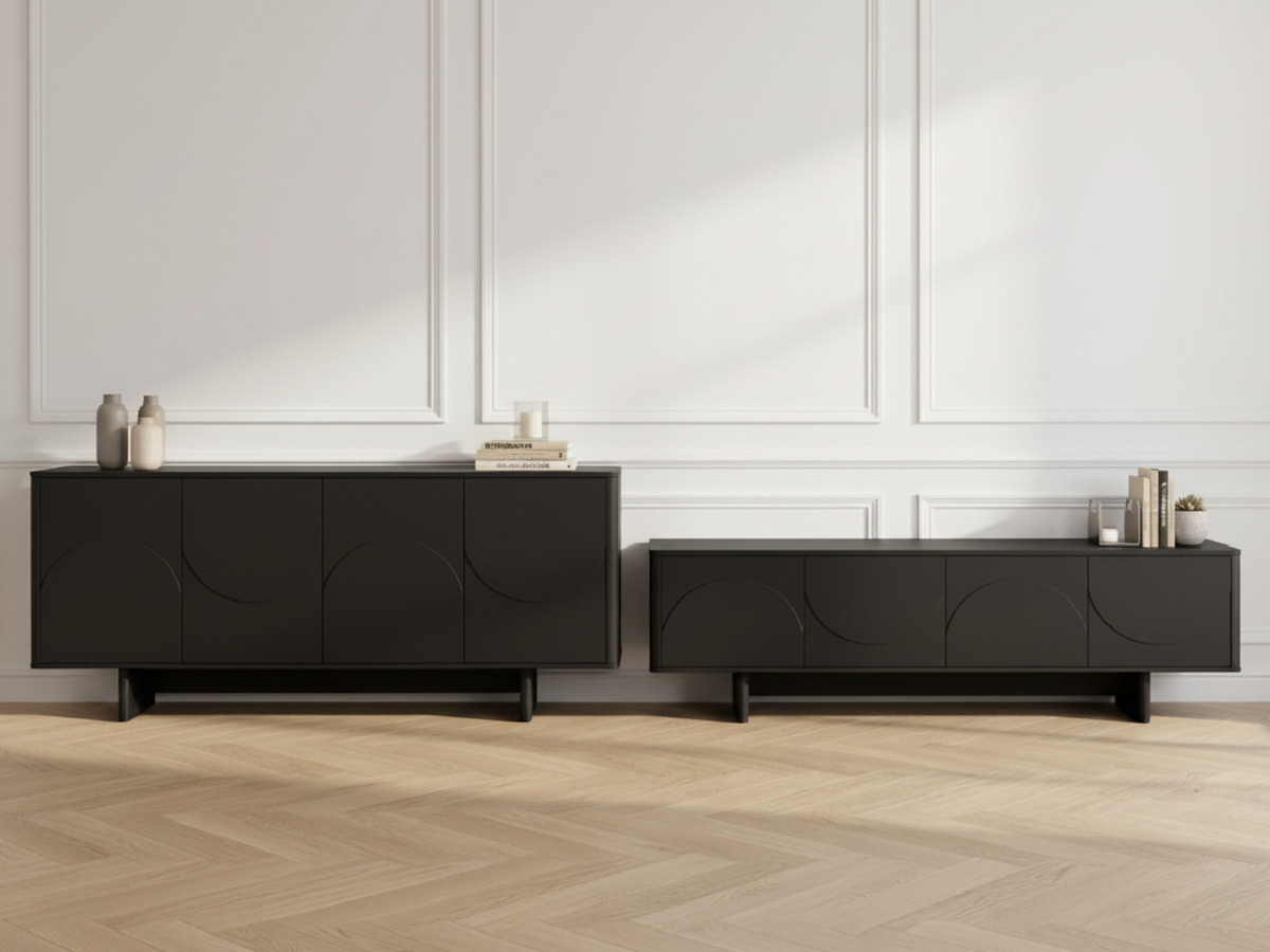 Ensemble ESTEBAN avec buffet 180 cm + meuble TV 180 cm formes géométriques noir — vue 4